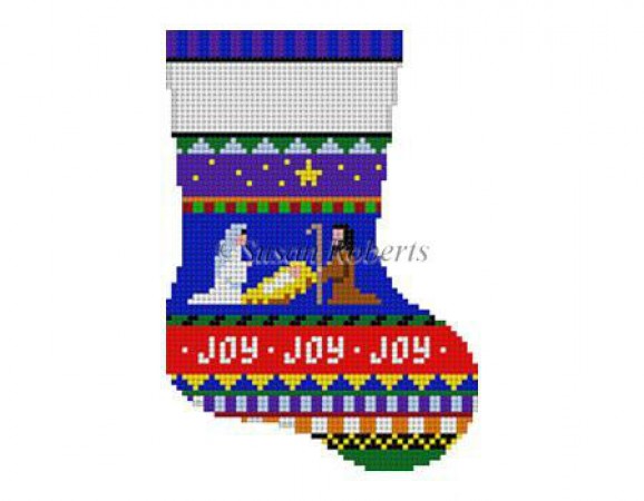 click here to view larger image of Bold Stripe Nativity Mini Stocking (hand painted canvases)