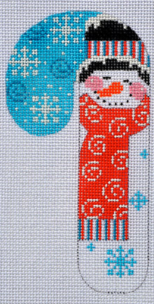 click here to view larger image of Striped Hat Snowman Candy Cane (hand painted canvases)