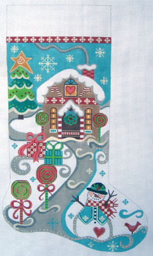 click here to view larger image of Lollipop House Stocking (hand painted canvases)