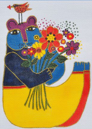click here to view larger image of Bear with Flowers (hand painted canvases)