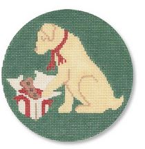 click here to view larger image of Christmas Morning Yellow Lab (hand painted canvases)