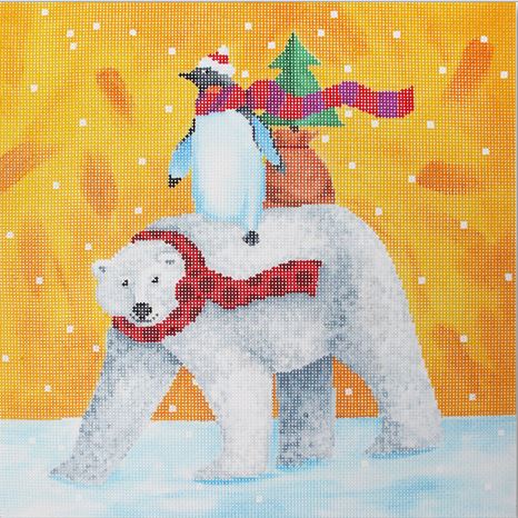 click here to view larger image of Penguin Riding Polar Bear (hand painted canvases)