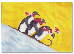 click here to view larger image of Penguins Sledding (hand painted canvases)