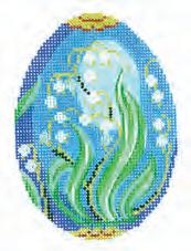 click here to view larger image of Lilies of the Valley on Blue Faberge Egg (hand painted canvases)