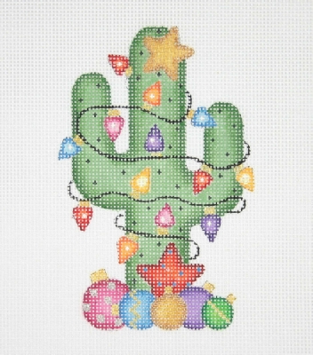 click here to view larger image of Christmas Ornament / Cactus with Christmas Lights (hand painted canvases)