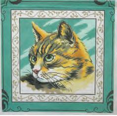 click here to view larger image of Tabby On Green (hand painted canvases)