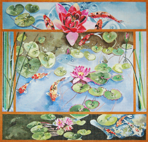 click here to view larger image of Water Lilies and Koi Fish (hand painted canvases)