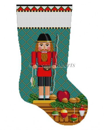 click here to view larger image of Fisherman Nutcracker Stocking (hand painted canvases)