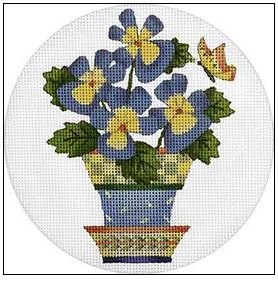 click here to view larger image of Pansy Pot (hand painted canvases)