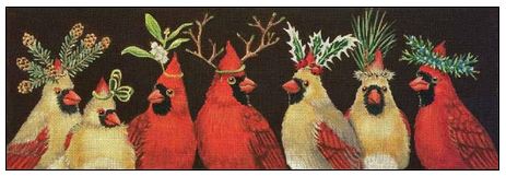 click here to view larger image of Cardinal Family Christmas (hand painted canvases)