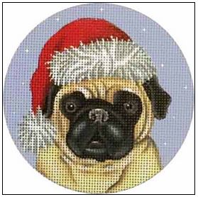 click here to view larger image of Pug Ornament (hand painted canvases)