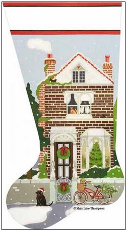 click here to view larger image of Christmas Town House Sock (hand painted canvases)