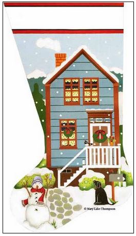 click here to view larger image of Christmas Country House Sock (hand painted canvases)