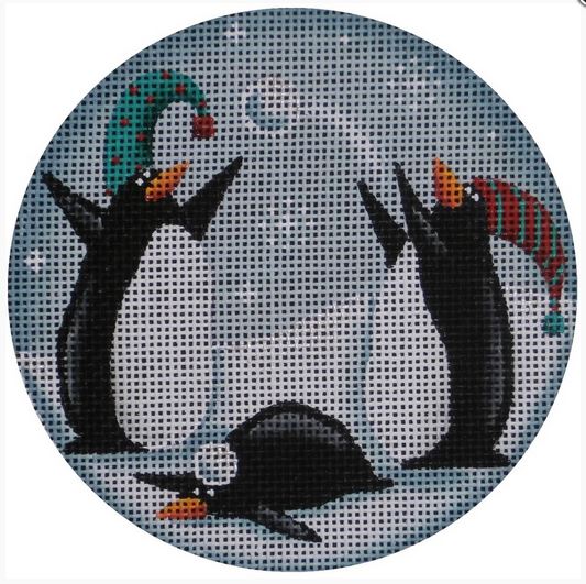 click here to view larger image of Penguin Snowball Ornament (hand painted canvases)