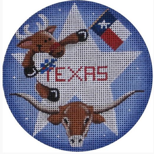 click here to view larger image of Texas Reindeer Ornament (hand painted canvases)