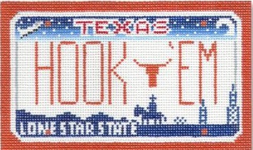 click here to view larger image of Hook'Em - Texas Mini License Plate (hand painted canvases)