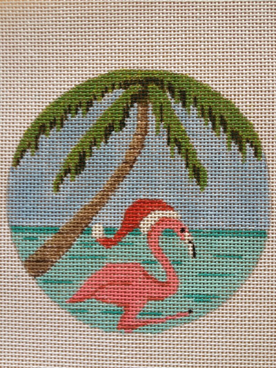 click here to view larger image of Santa Hat Flamingo (hand painted canvases)