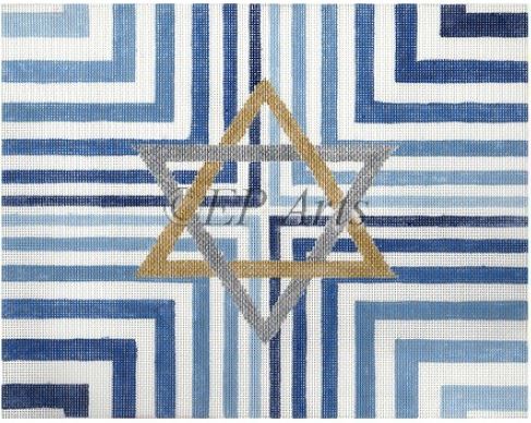 click here to view larger image of Blue Stripe Star Tallis (hand painted canvases)