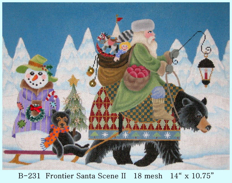 click here to view larger image of Frontier Santa Scene 2 (hand painted canvases)