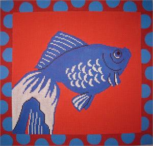 click here to view larger image of Blue Fish With Coral Background (hand painted canvases)