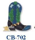 click here to view larger image of Teal Boot With Spur (hand painted canvases)