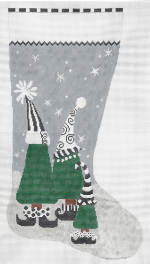 click here to view larger image of Evergreen Party Stocking (hand painted canvases)
