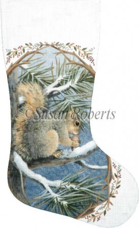 click here to view larger image of Squirrel Stocking (hand painted canvases)