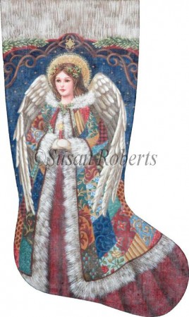click here to view larger image of Patchwork Angel Stocking (hand painted canvases)