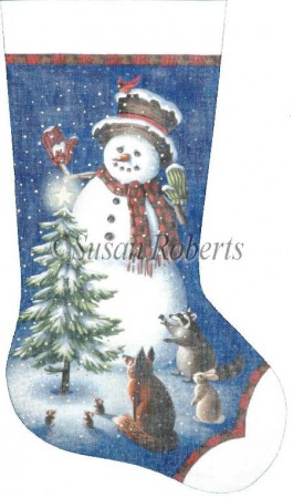 click here to view larger image of Snowman Christmas Stocking (hand painted canvases)
