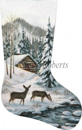 click here to view larger image of Cabin In The Woods Stocking (hand painted canvases)