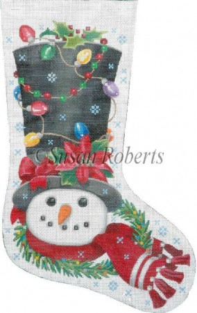 click here to view larger image of Decorated Snowman Stocking - 13ct (hand painted canvases)