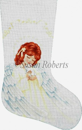 click here to view larger image of Angel and Bunny Stocking (hand painted canvases)