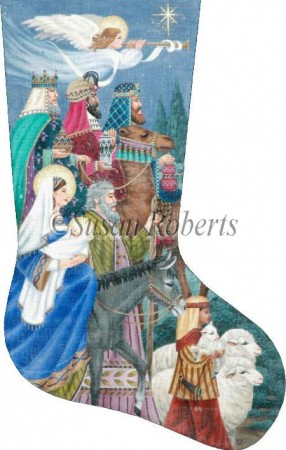 click here to view larger image of Nativity 2 Stocking (hand painted canvases)