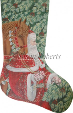 click here to view larger image of Santa w/Horse Stocking (hand painted canvases)