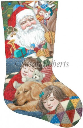 click here to view larger image of Christmas Eve Stocking (hand painted canvases)