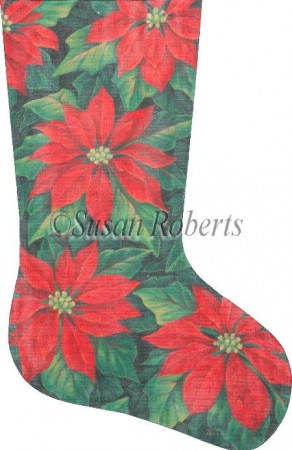 click here to view larger image of Red Poinsettias Stocking (hand painted canvases)