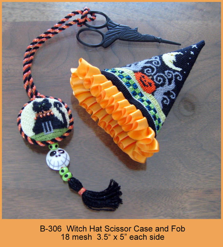 click here to view larger image of Witch Hat Scissor Case and Fob (hand painted canvases)