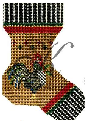 click here to view larger image of Rooster Mini Sock (hand painted canvases)