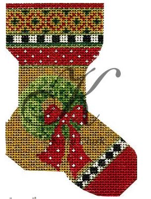 click here to view larger image of Wreath Mini Sock (hand painted canvases)