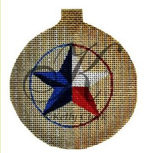 click here to view larger image of Texas Lone Star Ball Star Ornament  (hand painted canvases)