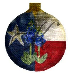 click here to view larger image of Texas Blue Bonnet Ball Ornament (hand painted canvases)