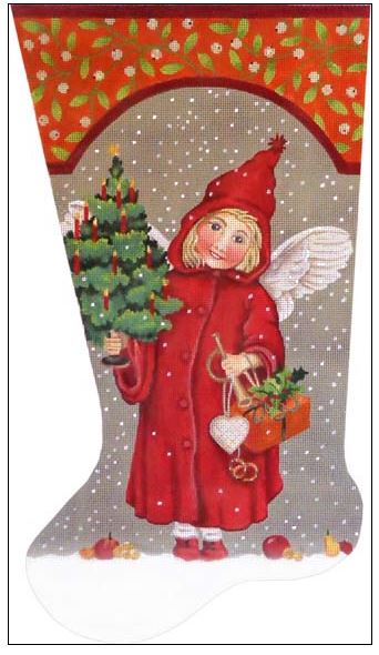 click here to view larger image of Little Red Angel Stocking (hand painted canvases)