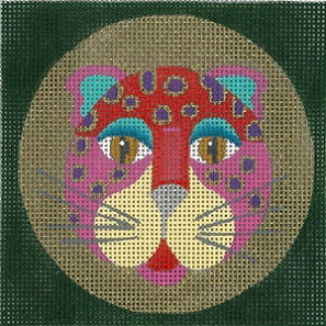 click here to view larger image of Leopard Coaster - Magenta (hand painted canvases)