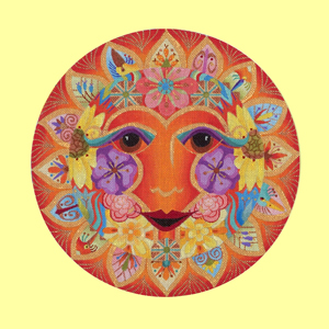 click here to view larger image of Sun Mask with Flowers  (hand painted canvases)