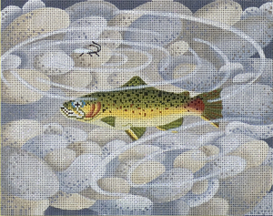 click here to view larger image of Small Brown Trout w/Pebbles (hand painted canvases)