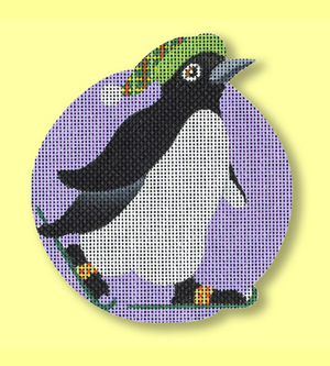 click here to view larger image of Penguin Ornament - Ski (hand painted canvases)