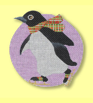 click here to view larger image of Penguin Ornament - Skate (hand painted canvases)