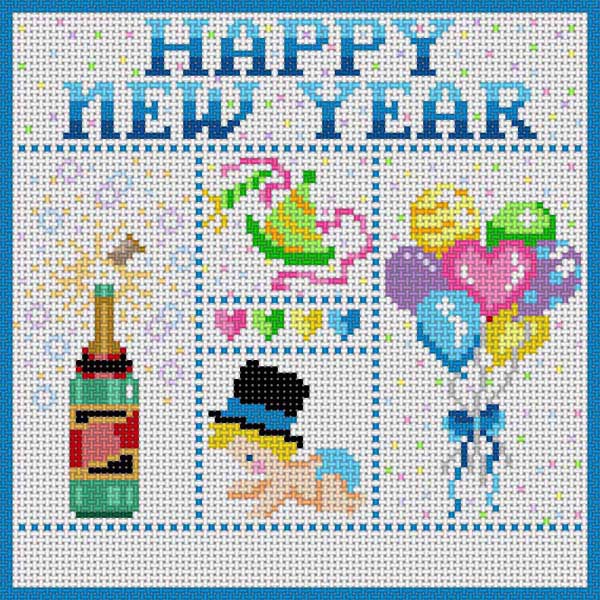 click here to view larger image of Happy New Year (hand painted canvases)
