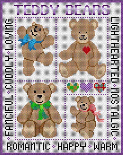 click here to view larger image of Teddy Bears (hand painted canvases)