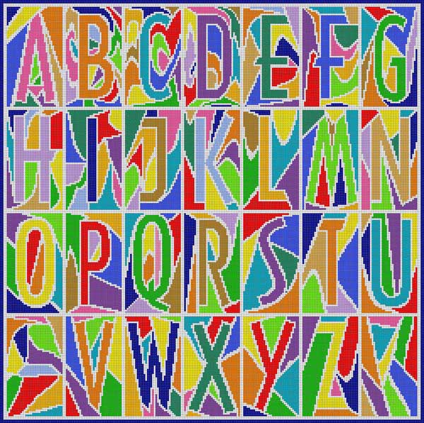 click here to view larger image of Abstract Alphabet Primary (hand painted canvases)